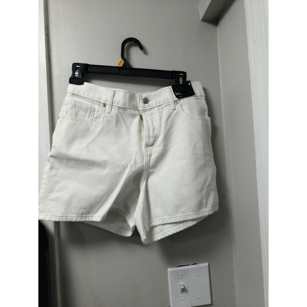 Express Rigid Mid Rise  White Jean Shorts Womens Size 4 4" Inseam New